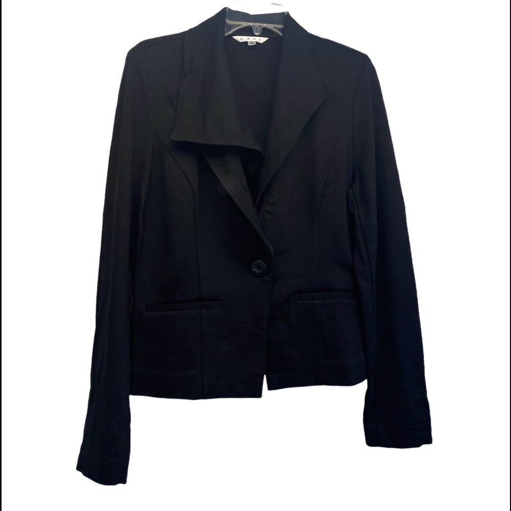 Cabi blazer M asymetrical lapel one button single breasted stretch ponte…